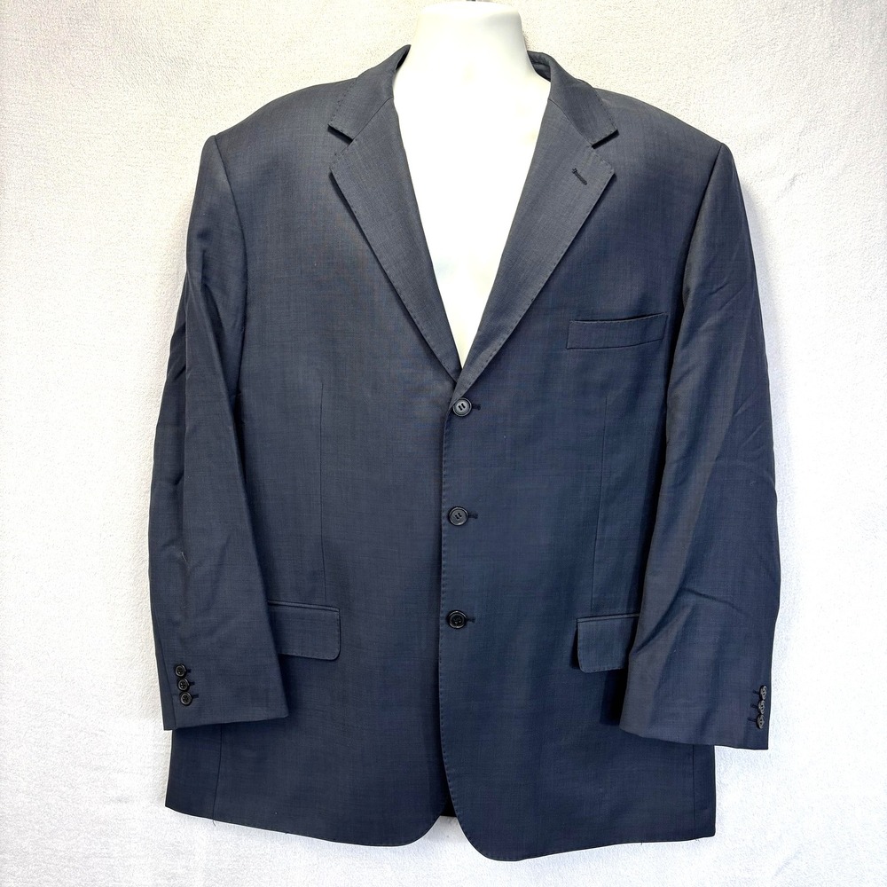 Mizanni Super 120s Wool Blazer Sport Coat Mens 50L Blue Gray Quiet Luxury Jacket